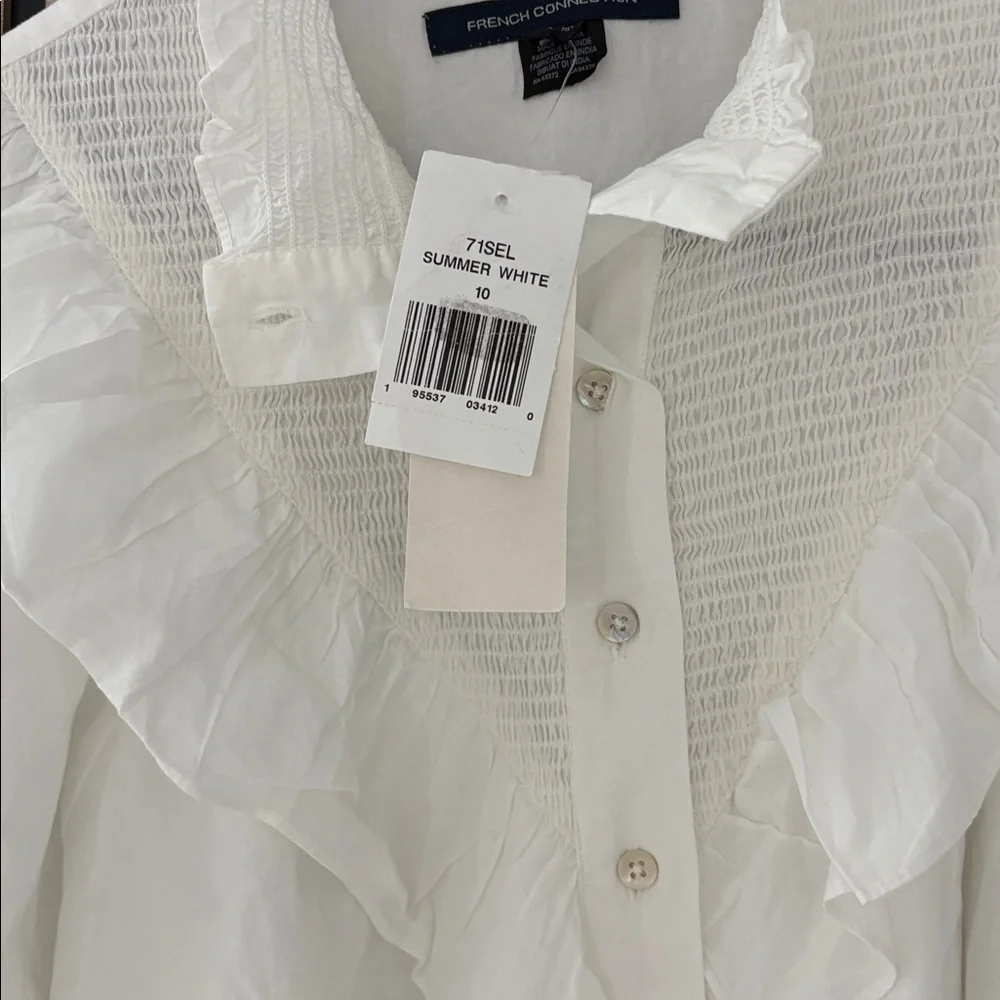 French Connection White Ruffled Blouse - Picture 3 of 8